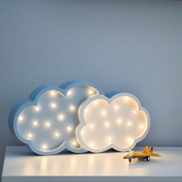 Dětský pokoj - Dřevěná dětská lampa v podobě mraků Bílá/modrá