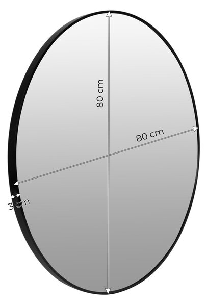 MODERNHOME Kulaté nástěnné zrcadlo KOKO 80 cm černé