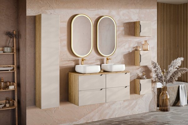Comad Závěsná skříňka pod umyvadlo Luxor Beige II s deskou 120 cm béžový/dub olejovaný
