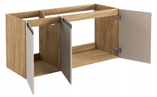 Comad Závěsná skříňka Luxor Beige s deskou a umyvadly 120 cm dub olejovaný/béžová