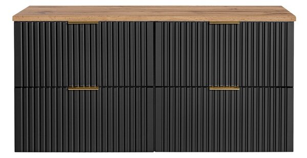 Comad Závěsná skříňka pod umyvadlo Casad s deskou 120 cm černá/dub wotan