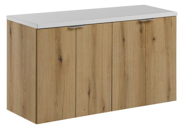 Comad Závěsná skříňka pod umyvadlo Nova Oak s deskou 100 cm bílá/dub evoke