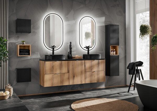 Comad Závěsná skříňka pod umyvadlo Nova Oak s deskou 100 cm bílá/dub evoke
