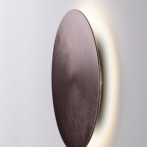 Hnědé kovové nástěnné LED světlo Nova Luce Cyrcle 30 cm
