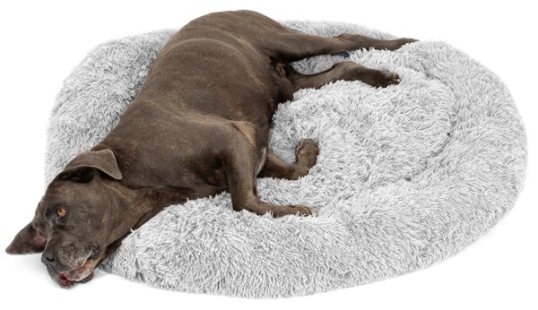 PuppyJoy Kulatý pelíšek pro psy a kočky PLUSH vel. L 100 cm světle šedý