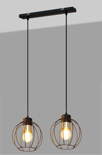 Lustr na lanku STARLIGHT 2xE27/15W/230V černá/zlatá