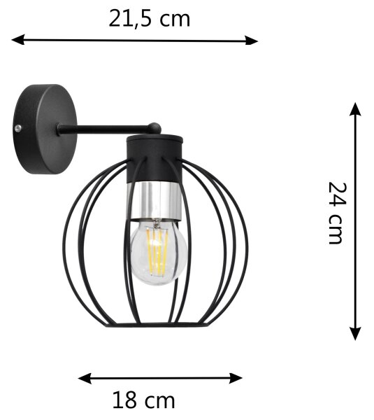 Nástěnná lampa STARLIGHT 1xE27/15W/230V černá/stříbrná