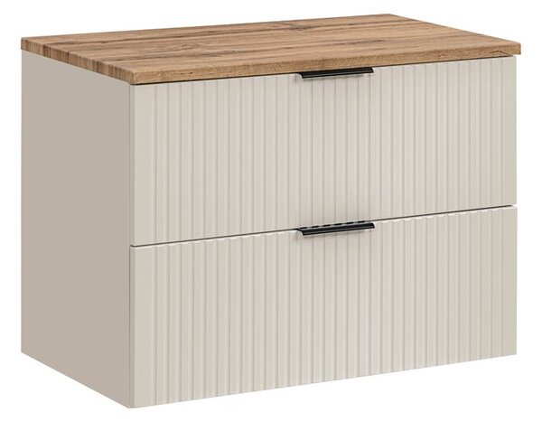 Comad Závěsná skříňka pod umyvadlo Adel Cashmere s deskou 80 cm kašmír/dub wotan