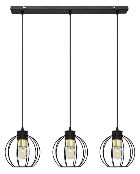 Lustr na lanku STARLIGHT 3xE27/15W/230V černá/zlatá