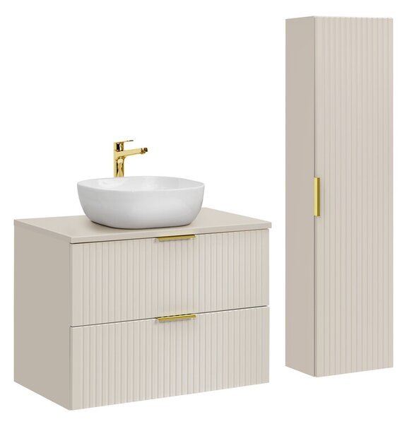Comad Závěsná skříňka pod umyvadlo Adel Cashmere s deskou 80 cm kašmír/dub wotan