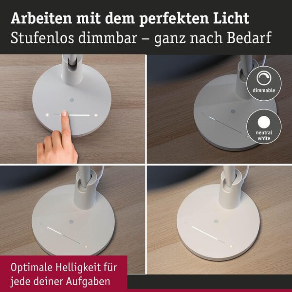 PAULMANN LED stolní lampa na psací stůl Darba 4000K 15W bílá mat