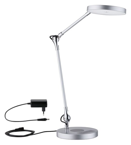 PAULMANN LED stolní lampa na psací stůl Numis CCT 11W stříbrná