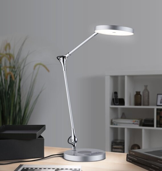 PAULMANN LED stolní lampa na psací stůl Numis CCT 11W stříbrná