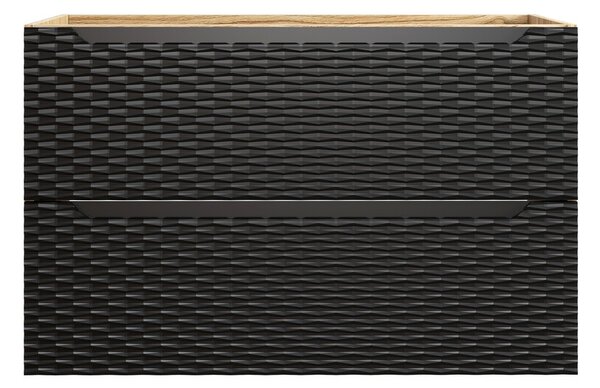 Comad Závěsná skříňka Ocean I se zápustným umyvadlem 90 cm černá/dub olejovaný