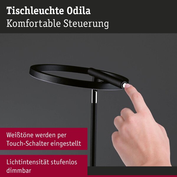 PAULMANN LED stolní lampa na psací stůl Odila měnitelná bílá 10,4W černá mat, chrom