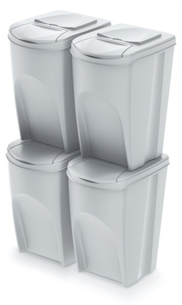 Sada 4 odpadkových košů - SORTIBOX IV, 4x35 l Barva: bílá