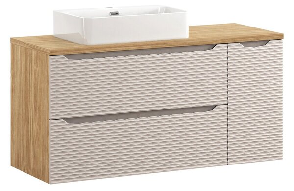 Comad Závěsná skříňka pod umyvadlo Ocean s deskou 120 cm béžová/dub olejovaný