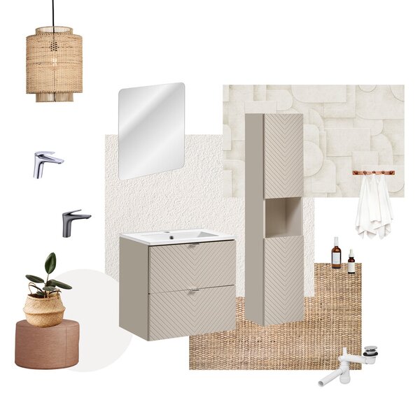 Comad Závěsná skříňka pod umyvadlo Viva Cashmere s deskou 80 cm kašmír/dub coast evoke