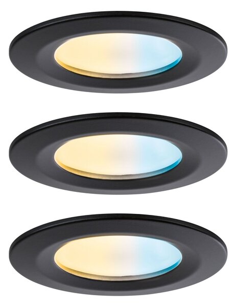 PAULMANN LED vestavné svítidlo Nova Coin IP44 kruhové 78mm měnitelná bílá 3x6W 230V černá mat hliník
