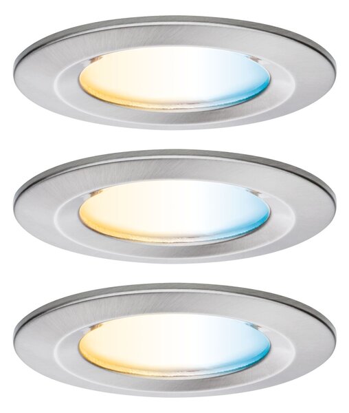 PAULMANN LED vestavné svítidlo Nova Coin IP44 kruhové 78mm měnitelná bílá 3x6W 230V kov kartáčovaný hliník