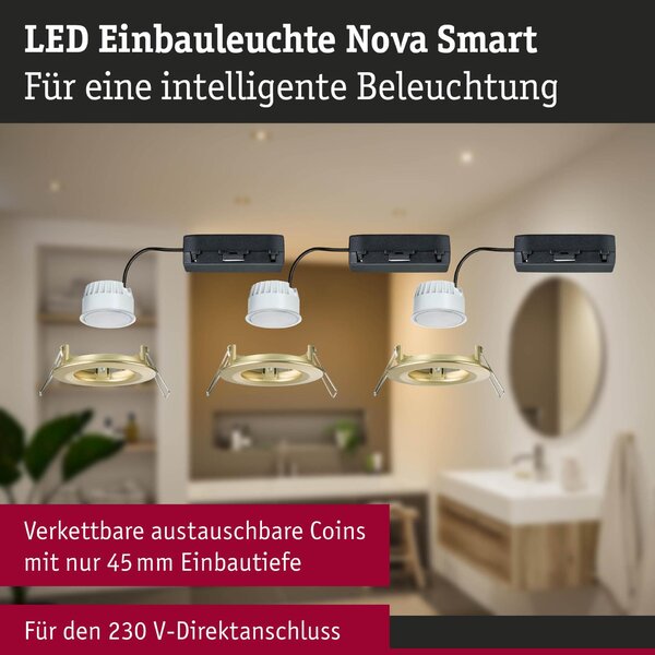 PAULMANN LED vestavné svítidlo Nova Coin IP44 kruhové 78mm měnitelná bílá 3x6W 230V zlatá mat hliník
