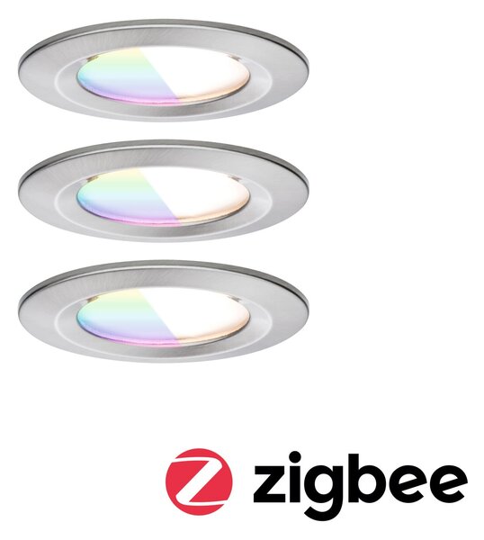 PAULMANN LED vestavné svítidlo Nova Coin IP44 kruhové 78mm RGBW+ 3x6W 230V kov kartáčovaný hliník