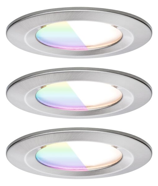 PAULMANN LED vestavné svítidlo Nova Coin IP44 kruhové 78mm RGBW+ 3x6W 230V kov kartáčovaný hliník