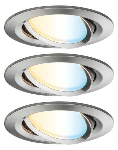 PAULMANN LED vestavné svítidlo Nova Coin kruhové 84mm 50° měnitelná bílá 3x6W 230V kov kartáčovaný hliník