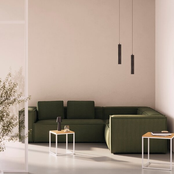 Kave Home Zelená manšestrová rohová pohovka Blok 320 cm, pravá