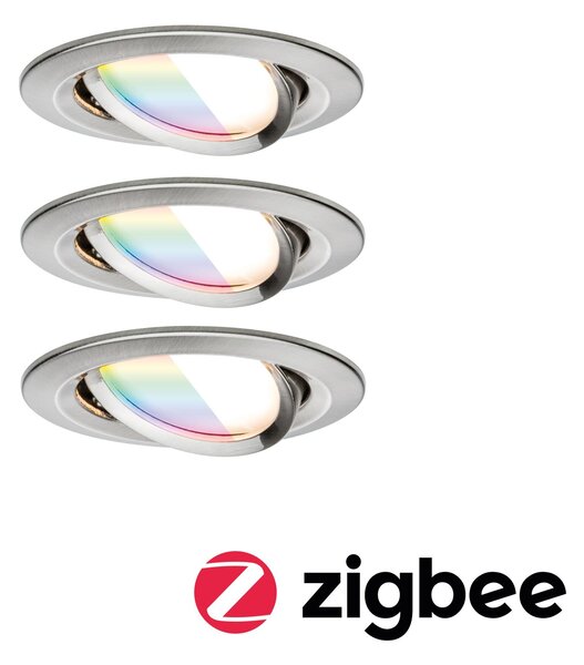 PAULMANN LED vestavné svítidlo Nova Coin kruhové 84mm 50° RGBW+ 3x6W 230V kov kartáčovaný hliník