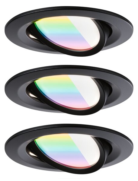 PAULMANN LED vestavné svítidlo Nova Coin kruhové 84mm 50° RGBW+ 3x6W 230V černá mat hliník