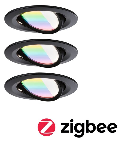 PAULMANN LED vestavné svítidlo Nova Coin kruhové 84mm 50° RGBW+ 3x6W 230V černá mat hliník