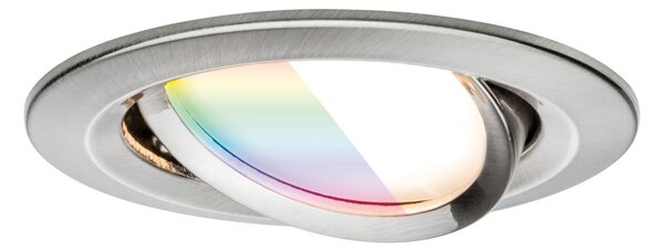 PAULMANN LED vestavné svítidlo Nova Coin kruhové 84mm 50° RGBW+ 6W 230V kov kartáčovaný hliník