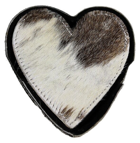 Sada 4ks kožených podtácků ve tvaru srdce Heart black - 13*13*3 cm - Mars & More
