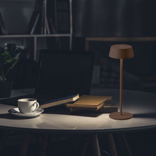 LED Venkovní stmívatelná dotyková dobíjecí stolní lampa LED/2W/5V IP54 hnědá