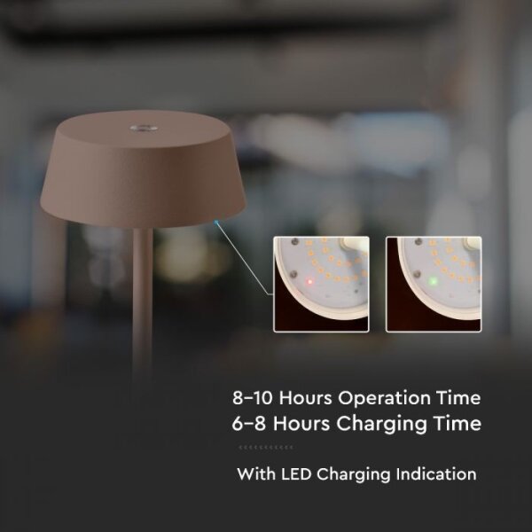 LED Venkovní stmívatelná dotyková dobíjecí stolní lampa LED/2W/5V IP54 hnědá