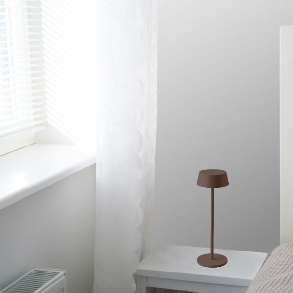 LED Venkovní stmívatelná dotyková dobíjecí stolní lampa LED/2W/5V IP54 hnědá