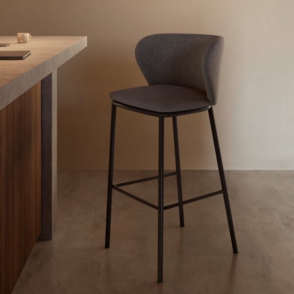 Kave Home Tmavě šedá barová židle Ciselia 75 cm