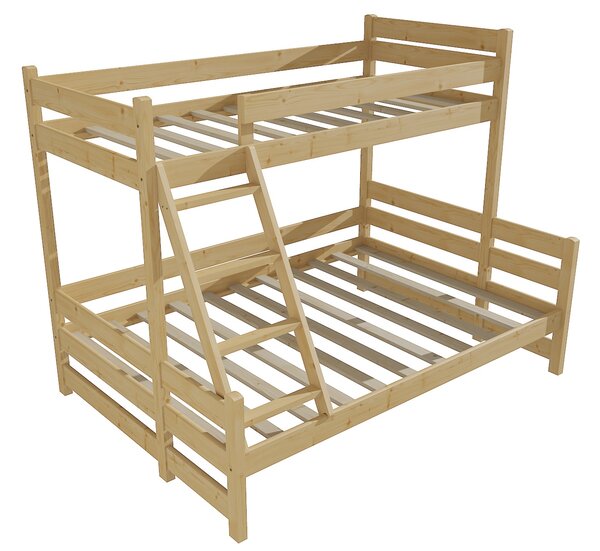 Vomaks Patrová postel s rozšířeným spodním lůžkem PPS 004 Rozměr: 100/120 x 180 cm, Umístění žebříku: vpravo (vyobrazeno), Povrchová úprava: bezbarvý…