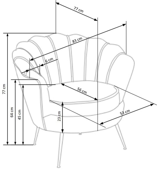 Designové křeslo AMORINITO — kov, látka, zlatá / růžová