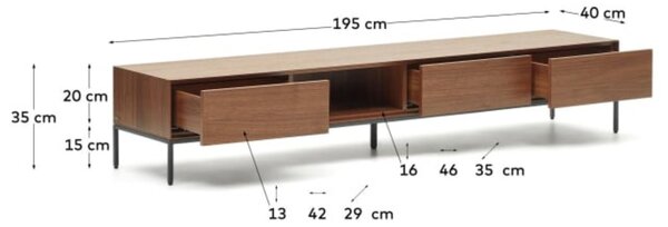 Ořechový TV stolek Kave Home Vedrana 195 x 40 cm