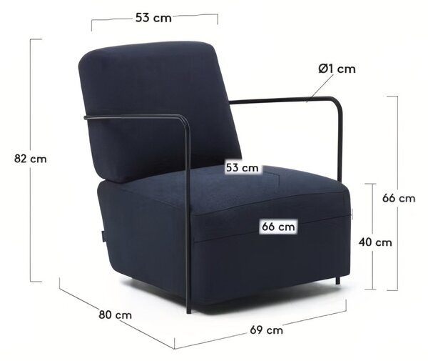 Tmavě modré látkové křeslo Kave Home Gamer