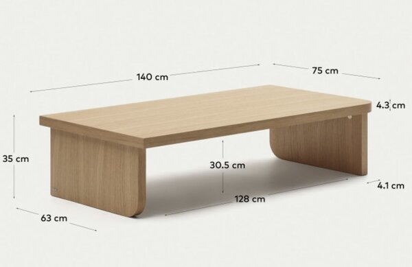 Set dvou dubových konferenčních stolků Kave Home Oaq 89x62/140x75 cm