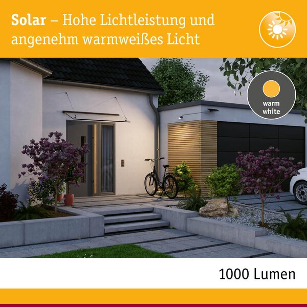 PAULMANN Solární reflektor Flotas se soumrakovým a pohybovým čidlem (HF) IP65 3000K antracit