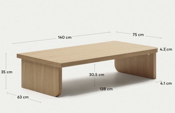 Kave Home Dubový konferenční stolek Oaq 140 x 75 cm