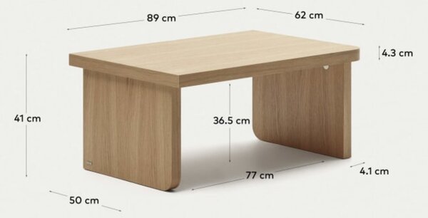 Set dvou dubových konferenčních stolků Kave Home Oaq 89x62/140x75 cm