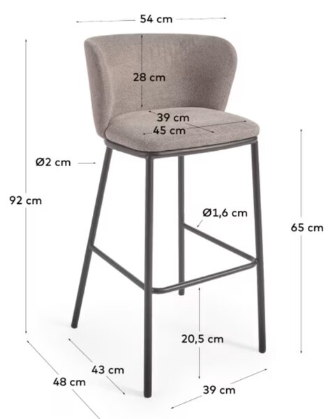 Kave Home Světle hnědá barová židle Ciselia 65 cm