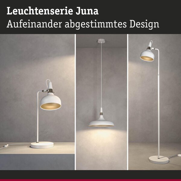 PAULMANN Stolní lampa Juna E14 max. 20W bílá mat, šampaň kov