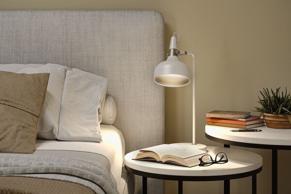 PAULMANN Stolní lampa Juna E14 max. 20W bílá mat, šampaň kov