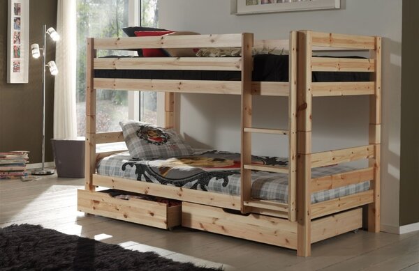 Borovicová dvoupatrová postel Vipack Pino 90 x 200 cm